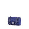 Chanel Timeless mini shoulder bag in blue chevron quilted leather - 00pp thumbnail