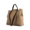 Shopping bag Hermès Cabag modello grande in tela verde kaki e pelle marrone - 00pp thumbnail