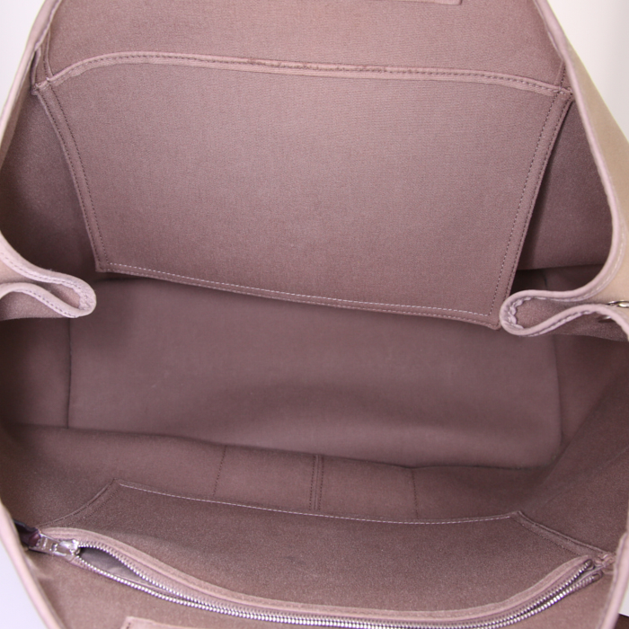 Sac cabas Hermès Cabag grand modèle en toile vert-kaki et cuir marron - Detail D3