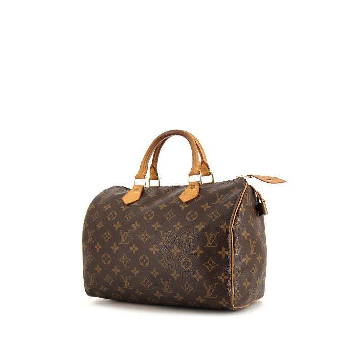 Louis Vuitton Speedy 30 Handbag in Brown Monogram Canvas and Natural