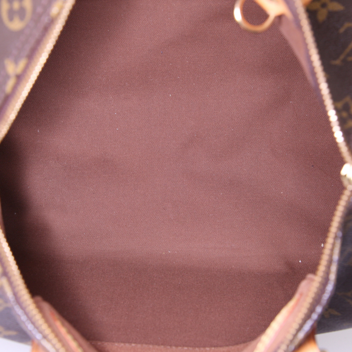 Sac à main Louis Vuitton Speedy 30 en toile monogram marron et cuir naturel - Detail D2