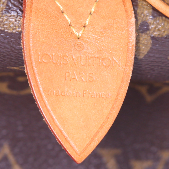 Louis Vuitton Speedy 30 handbag in brown monogram canvas and natural leather - Detail D3