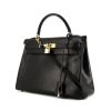 Hermes Kelly 32 cm handbag in black box leather - 00pp thumbnail