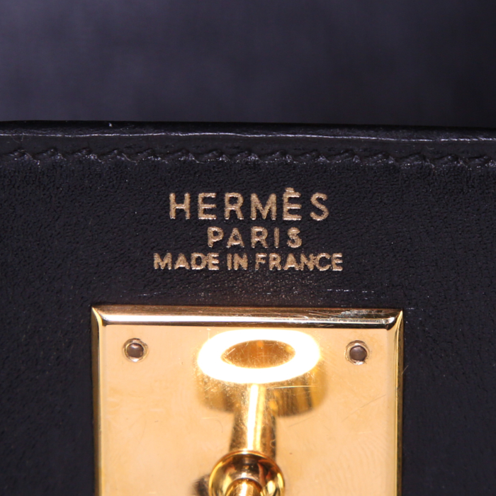 Sac à main Hermes Kelly 32 cm en cuir box noir - Detail D4