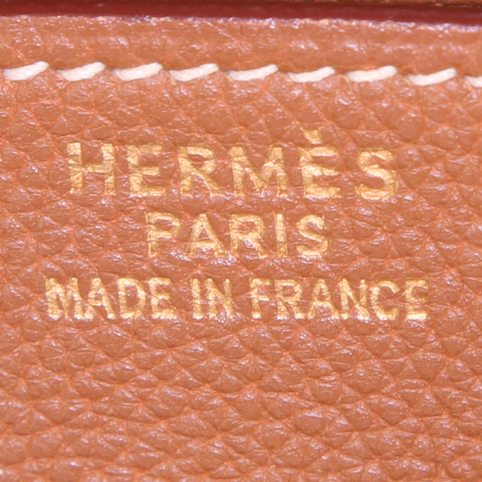 Bolso de mano Hermes Birkin 35 cm en cuero taurillon clémence color oro - Detail D3