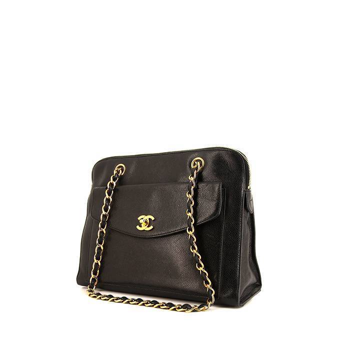 Chanel Grand Shopping shopping bag in black grained leather - 00pp