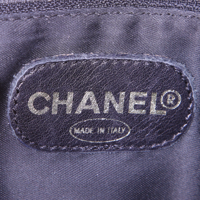 Shopping bag Chanel Grand Shopping in pelle martellata nera - Detail D3
