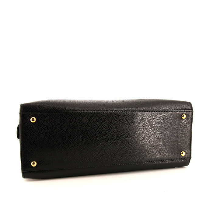 Chanel Grand Shopping shopping bag in black grained leather - Detail D4