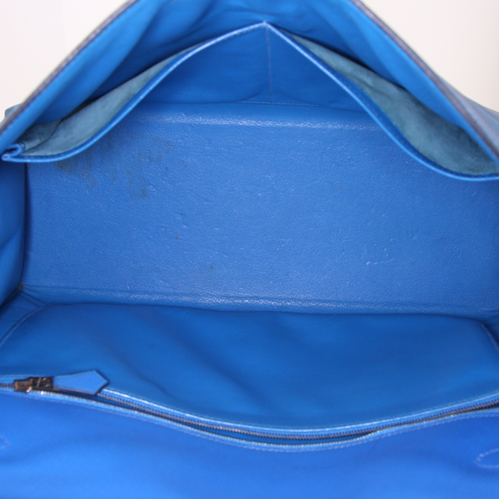 Hermes Kelly 35 cm handbag in Bleu Thalassa epsom leather - Detail D3