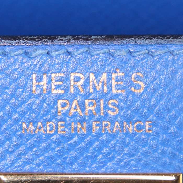 Hermes Kelly 35 cm handbag in Bleu Thalassa epsom leather - Detail D4