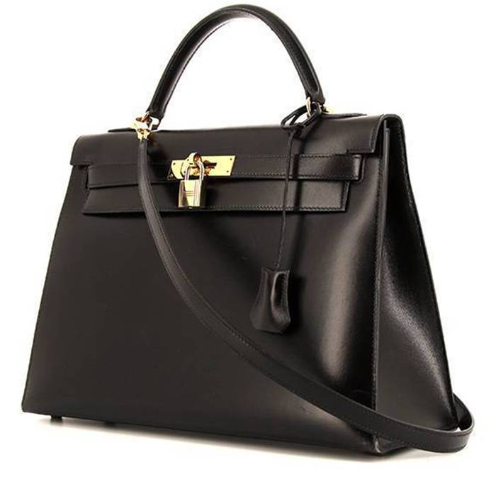 Hermes Kelly 32 cm handbag in black box leather - 00pp