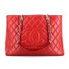 Shopping bag Chanel Grand Shopping in pelle martellata e trapuntata rossa - 360 thumbnail