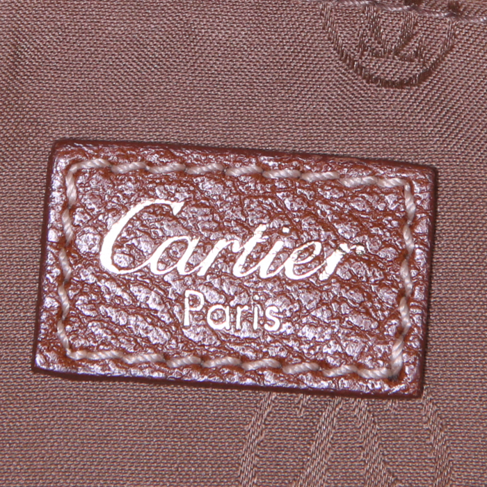 Bolso de mano Cartier en cuero marrón - Detail D3