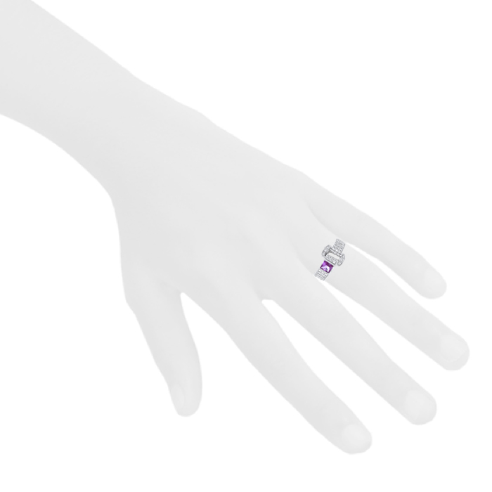 Sortija Piaget Miss Protocole en oro blanco, diamantes y turmalina rosa - Detail D1