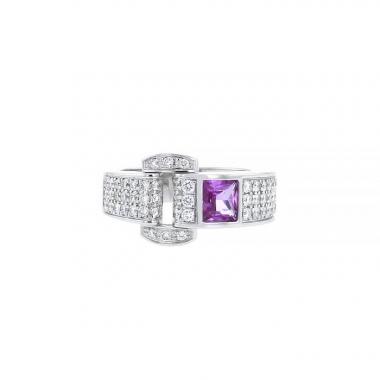 Bague Piaget Miss Protocole en or blanc,  diamants et tourmaline rose