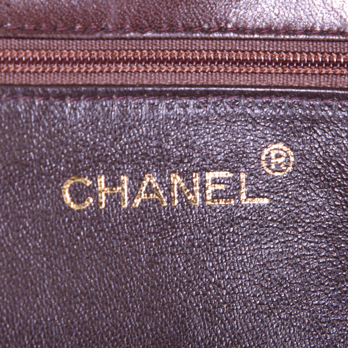 Bolso de mano Chanel Vintage en cuero acolchado marrón - Detail D3