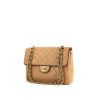 Chanel Timeless handbag in beige quilted leather and brown piping - 00pp thumbnail
