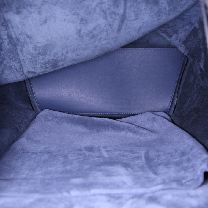 Sac à dos Loewe Drawstring en cuir grainé bleu indigo - Detail D2