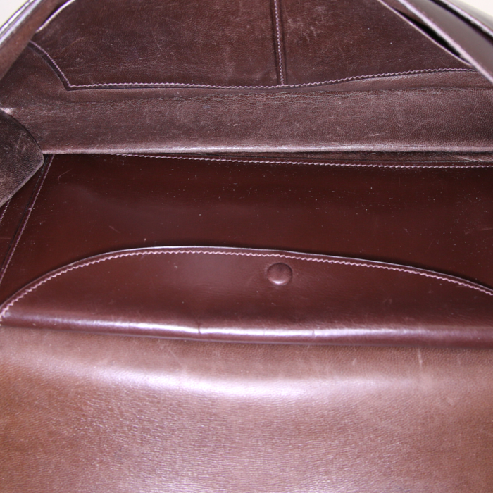 Hermès Vintage handbag in brown box leather - Detail D2