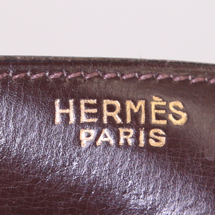 Borsa Hermès Vintage in pelle box marrone - Detail D3