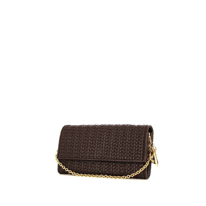 Billetera Dior en cuero trenzado marrón