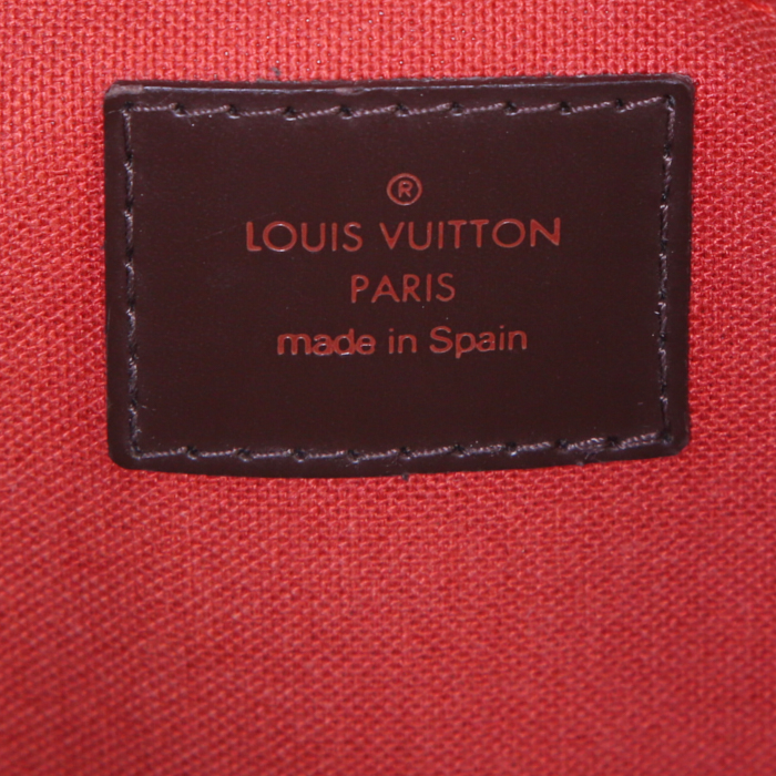 Borsa Louis Vuitton Ribera modello medio in tela cerata con motivo a scacchi ebano e pelle marrone - Detail D3