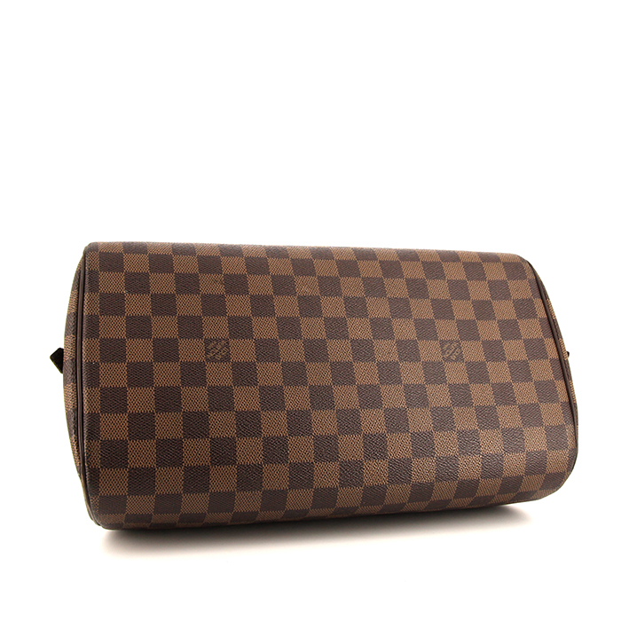 Louis Vuitton Ribera medium model handbag in ebene damier canvas and brown leather - Detail D4
