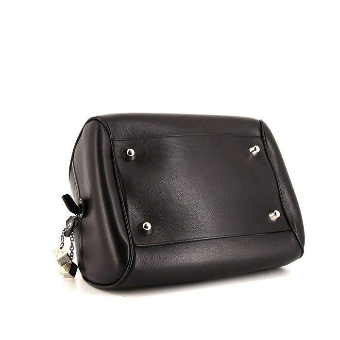 Dior Vintage handbag in black grained leather and black - Detail D4