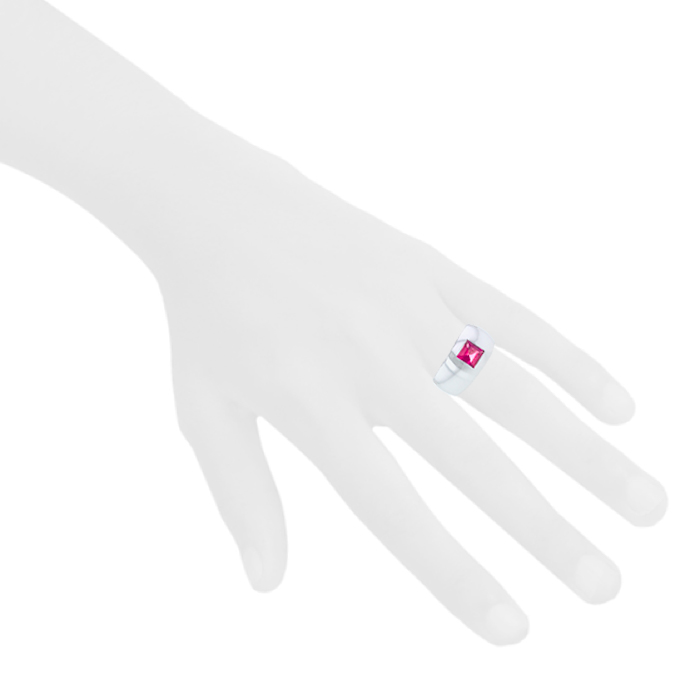 Bague Chaumet en or blanc et tourmaline rose - Detail D1