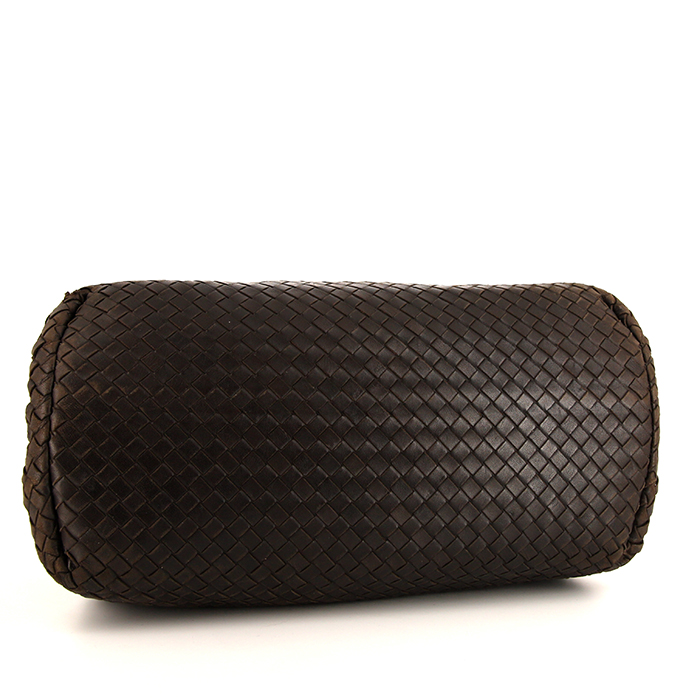 Sac à main Bottega Veneta Roma en cuir intrecciato marron - Detail D4