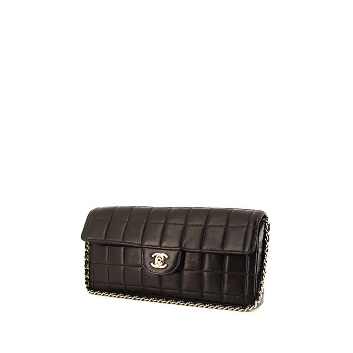 Women's Black Leather Square Baguette Shoulder Bag