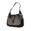 Gucci Jackie handbag in grey velvet and black leather - 00pp thumbnail