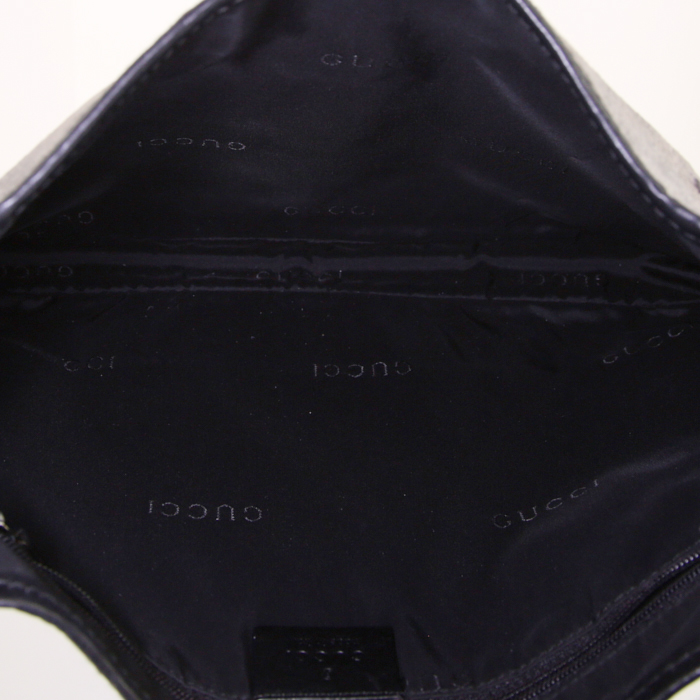 Borsa Gucci Jackie in velluto grigio e pelle nera - Detail D2