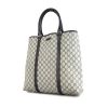 Gucci shopping bag in beige monogram canvas and black leather - 00pp thumbnail