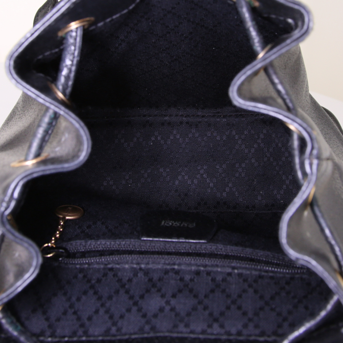 Zaino Gucci Bamboo in pelle nera e bambù - Detail D2