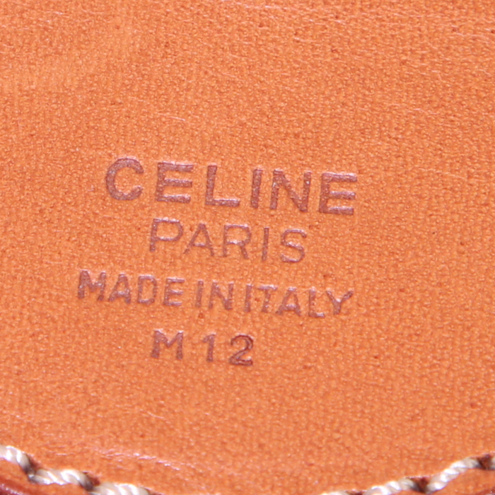 Celine weekend bag in brown "Triomphe" canvas and brown leather - Detail D3