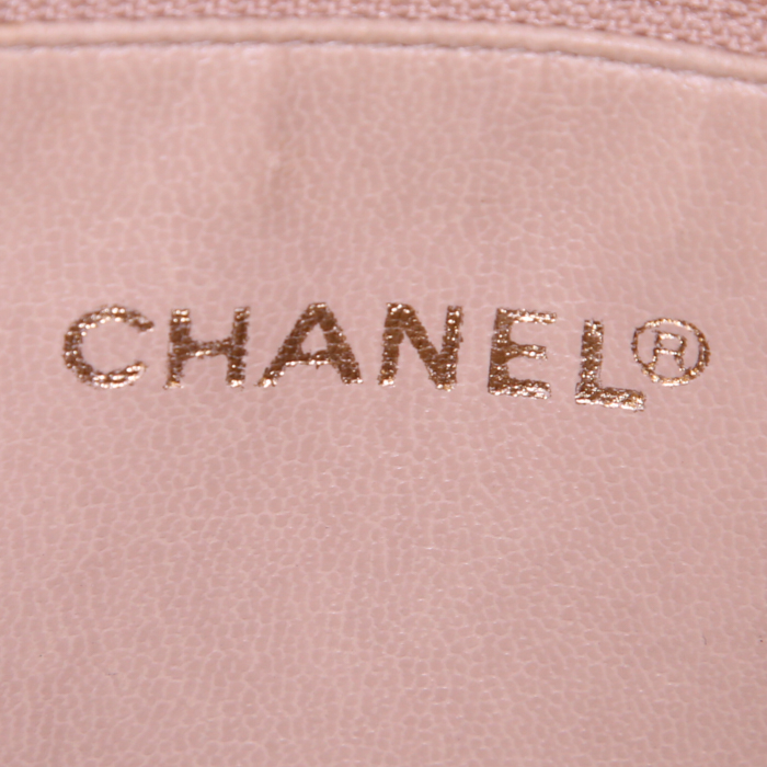 Sac à main Chanel Vintage en cuir grainé beige - Detail D3