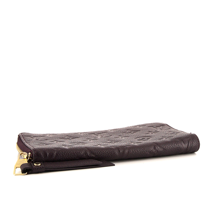 Billetera Louis Vuitton Zippy en cuero Monogram color berenjena - Detail D4
