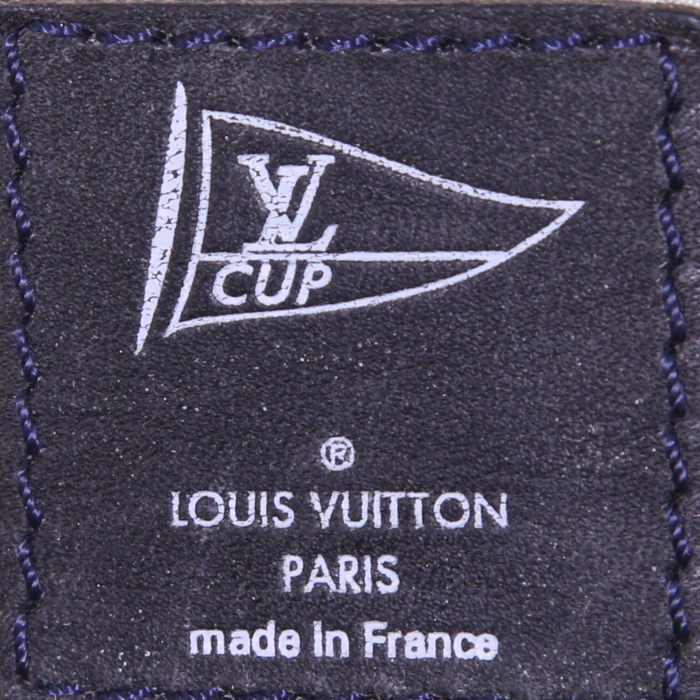 Louis Vuitton Limited Editions America's Cup shoulder bag in blue, white and grey tricolor canvas and blue leather - Detail D3