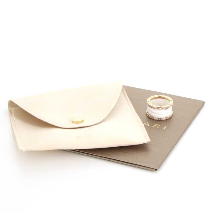 Bulgari Roma large model ring in pink gold,  ceramic and diamonds, size 52 - Detail D2