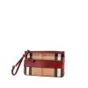 Burberry pouch in beige, black and red Haymarket canvas and burgundy leather - 00pp thumbnail