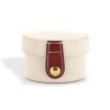 Hermès, petite boîte à montre simple en toile de chevron naturel et cuir box rouge, signé - 00pp thumbnail