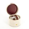 Hermès, petite boîte à montre simple en toile de chevron naturel et cuir box rouge, signé - Detail D2 thumbnail