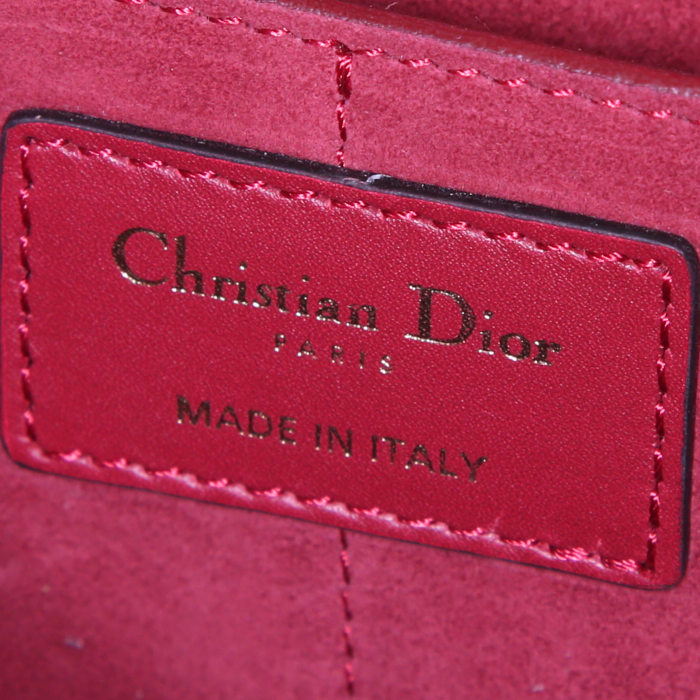 Sac à main Dior Hobo Diorodéo en cuir bordeaux et toile multicolore - Detail D4