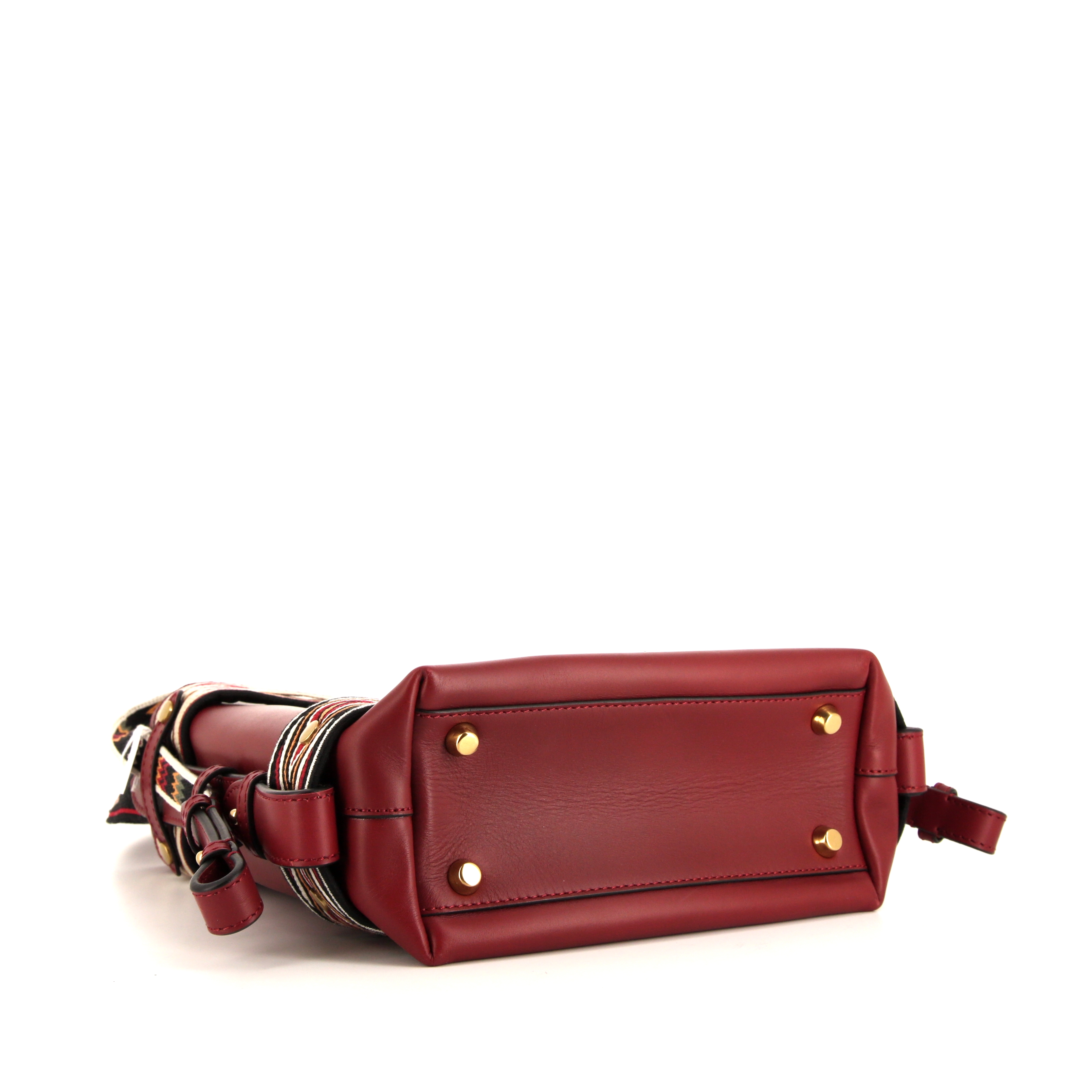 Sac à main Dior Hobo Diorodéo en cuir bordeaux et toile multicolore - Detail D5