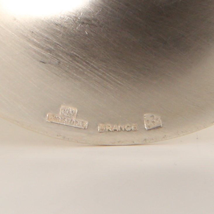 Christofle, set of eight cups in silver plated metal and signed