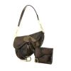 Dior Saddle handbag in green leather and brown patent leather - 00pp thumbnail