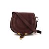 Chloé Marcie mini shoulder bag in burgundy grained leather - 360 thumbnail