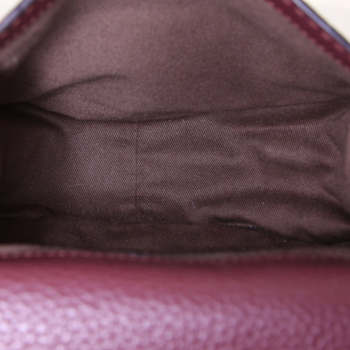 Sac bandoulière Chloé Marcie mini en cuir grainé bordeaux - Detail D2