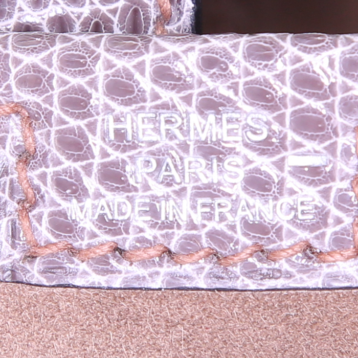 Pochette Hermes Jige in pelle di vitello doblis marrone e pelle marrone - Detail D3